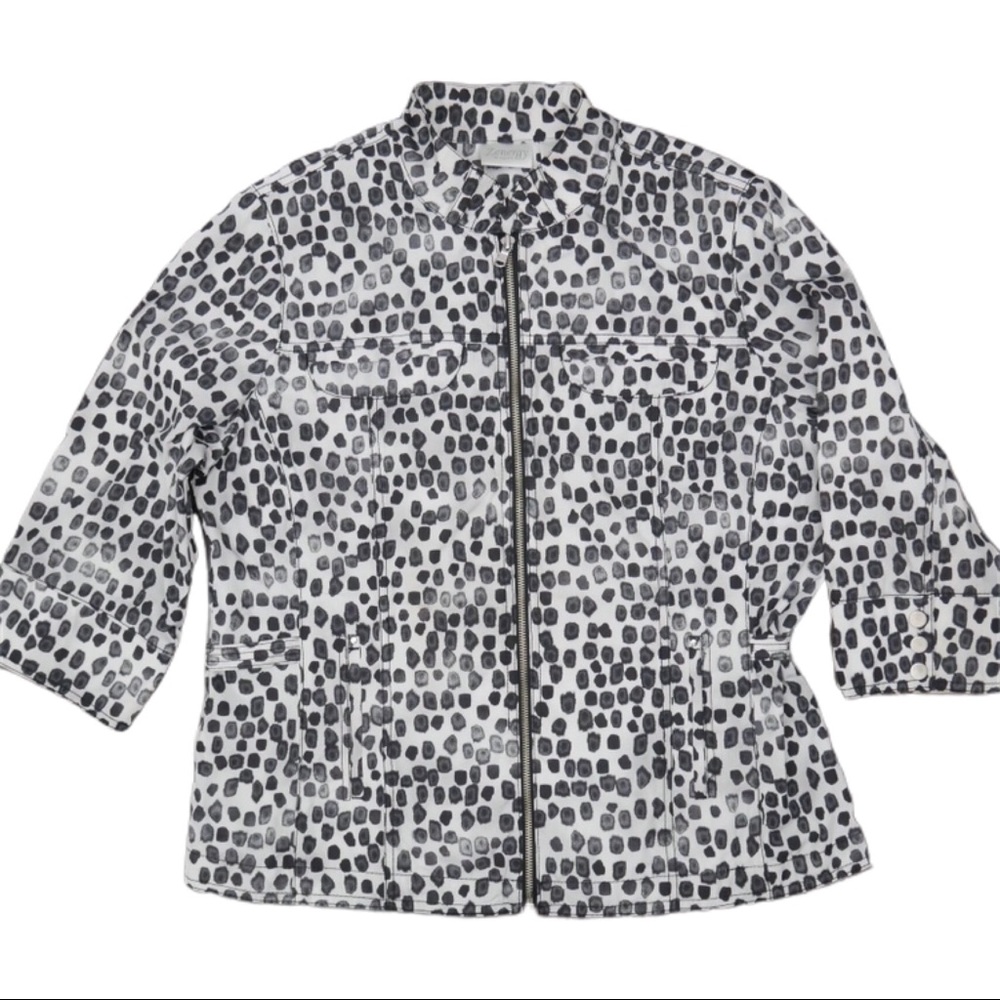 ZENERGY CHICO’S Zip-Up Leopard Print Jacket Sz 2